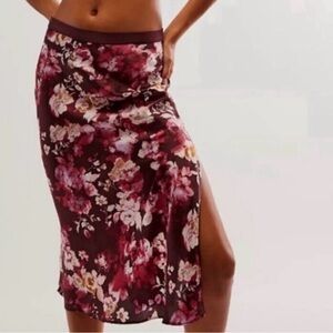Free People Free Intimates Floral Silky Slit Skirt (s S).